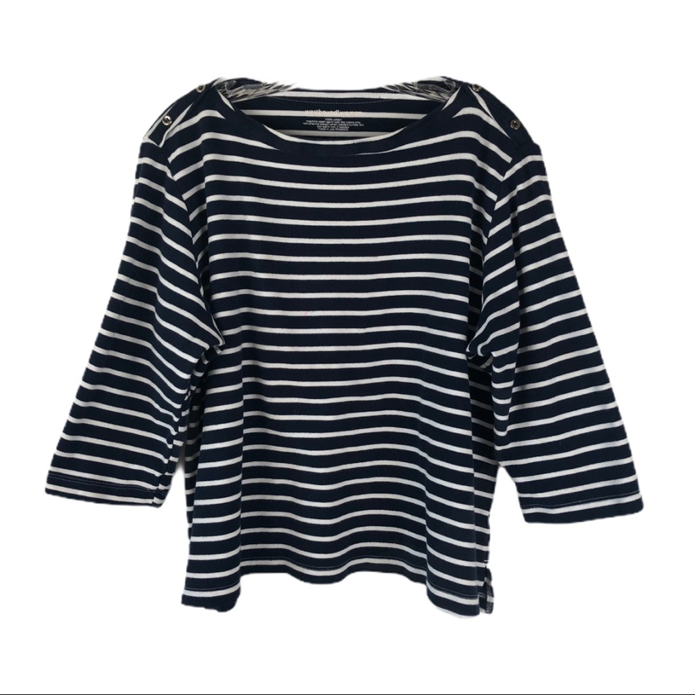 Westbound Woman Navy Blue Stripe Top